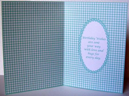 Pastel Green Gingham Birthday Insert by Margaret McCartney