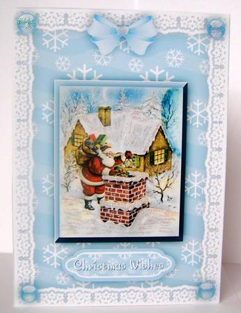 Santa's Here 'n Lace A4 Card Front by Margaret McCartney
