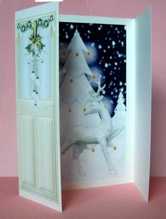 Pretty Reindeer with Snow White Tree, Gatefold by Margaret McCartney