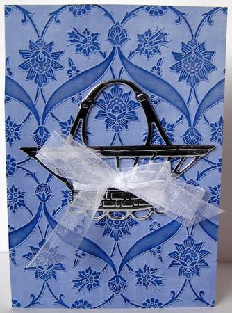 Blue Floral Entwined Embossed A4 Backing Paper by Margaret McCartney