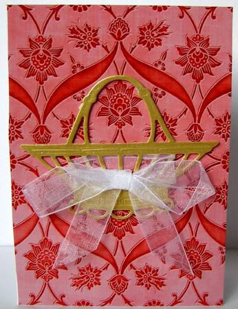 Red Floral Entwined Embossed A4 Backing Paper by Margaret McCartney
