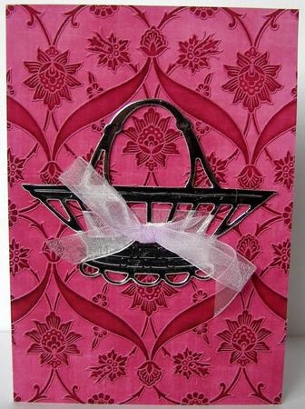 Cerise Floral Entwined Embossed A4 Backing Paper by Margaret McCartney