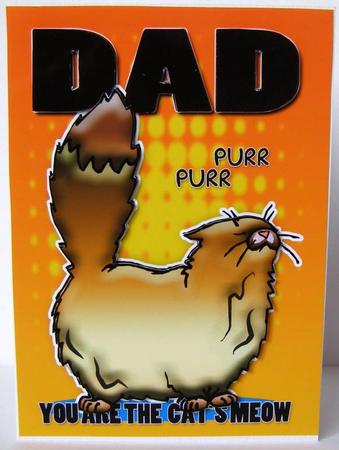 Dad You Are the Cat's Meow Card Front by Margaret McCartney