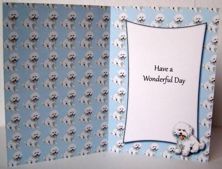 Bichon Frise Insert with Message (blue) by Margaret McCartney