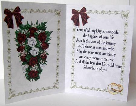 Red Rose Bouquet Wedding Verse A5 Insert by Margaret McCartney