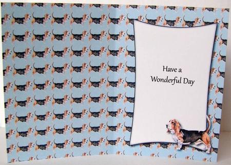 Basset Hound Insert with Message (blue) by Margaret McCartney