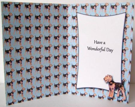 Airedale Terrier Insert with Message (blue) by Margaret McCartney