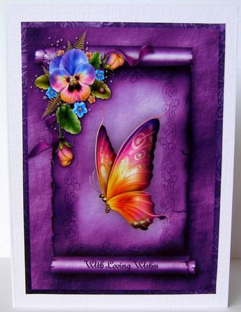 Fanciful Pansies A4 Card Front by Margaret McCartney