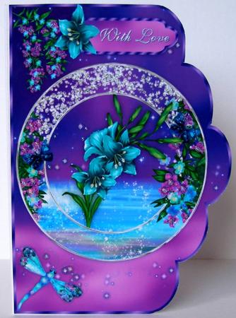 Fantasy Lilies 2 Scallop A4 Card Front by Margaret McCartney