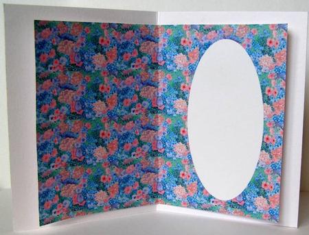 Hanging Basket Flowers Insert with Oval Space for Greetings by Margaret McCartney