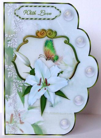 White Lilies Scallop A4 Card Front by Margaret McCartney