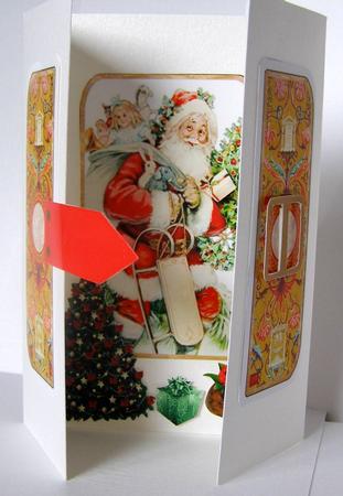 Christmas Ornate Santa Square Gatefold Buckle Card by Margaret McCartney