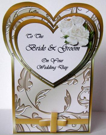 Heart-shaped Top Card Front - Bride & Groom by Margaret McCartney