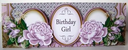 Lilac Rose Birthday Girl Large Dl Decoupage Card Kit by Margaret McCartney