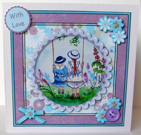 Swing Time Buttons 'n' Bows 6x6 Square Card by Margaret McCartney