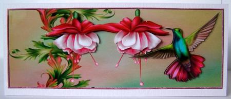 Large Dl Card Floral and Birds by Margaret McCartney