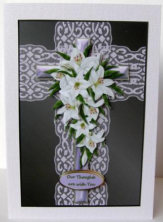 Lace Cross with Lilies in Grey Sbs by Margaret McCartney
