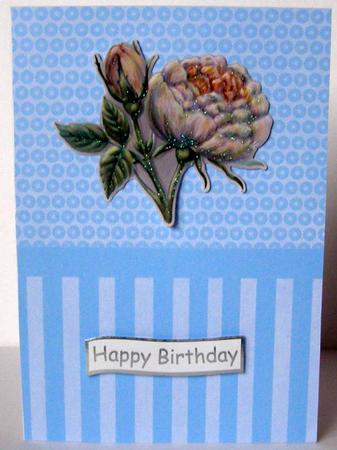 Blue Stripe and Floral Backing Paper by Margaret McCartney