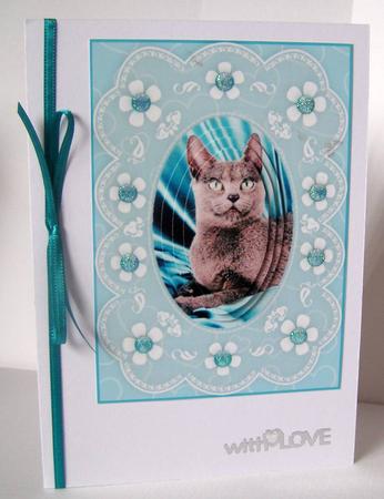 Kute Kitty 'n Lace 2 - A5 Pyramid Card Front by Margaret McCartney