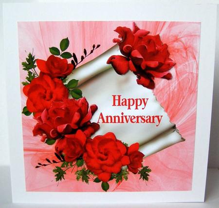 Anniversary Roses on a Scroll by Margaret McCartney