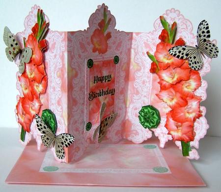 Orange Gladioli Shaped Tri Fold Card Kit by Margaret McCartney