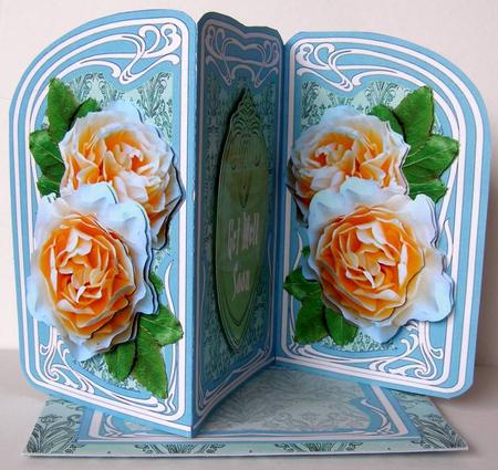 Apricot Rose Shaped Tri Fold Card Kit by Margaret McCartney