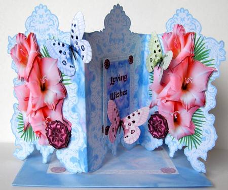 Pink Gladioli Shaped Tri Fold Card Kit by Margaret McCartney