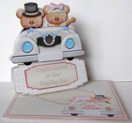 Wedding Car Back to Back Decoupage on a Stand by Margaret McCartney