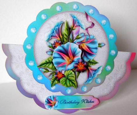 Morning Glory Scallop Wobble Card by Margaret McCartney
