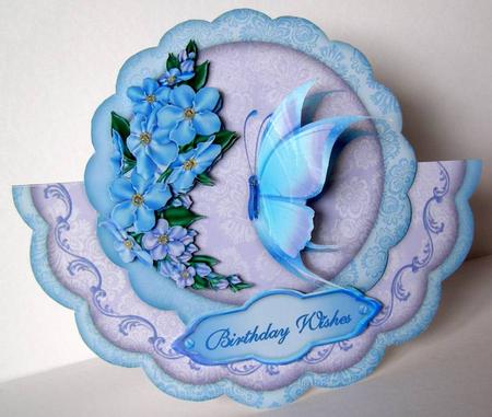 Blue Beauty Forget Me Nots Wobble Card by Margaret McCartney