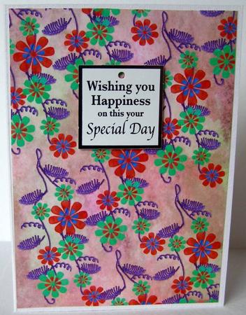 All Over Applique Flowers on Pink Watercolour Background by Margaret McCartney