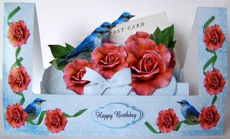 Horizontal W Fold Blue Birds by Margaret McCartney