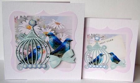 Vintage Blue Birds Card Pink and Insert or 2 Cards Your Choi by Margaret McCartney