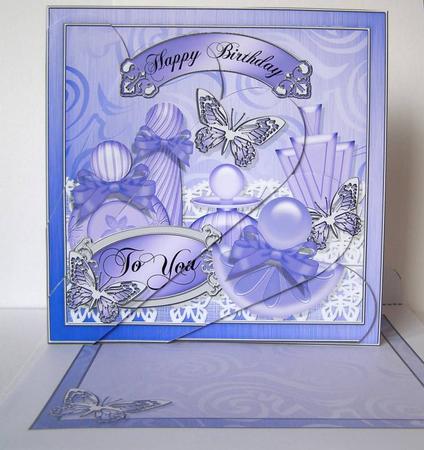 8 x 8 Birthday Perfume, Lace N Butterflies Fan Pyramage Kit by Margaret McCartney