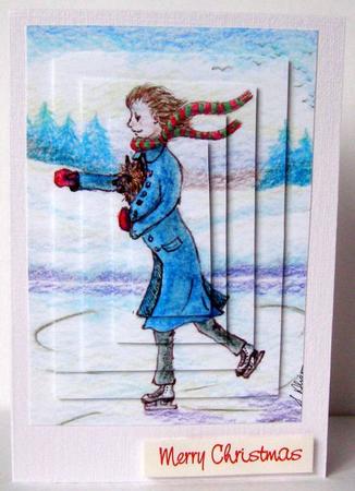 Cairn Terrier Hitching a Lift from Ice Skater Pyramid by Margaret McCartney