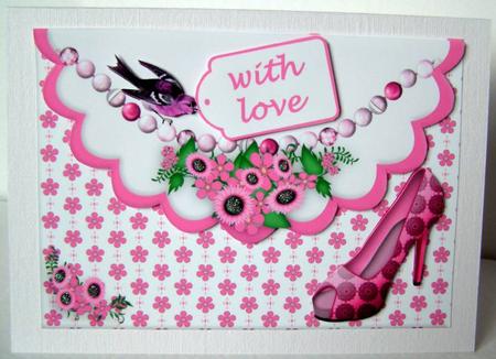 Pink Flowers Faux Envelope Card by Margaret McCartney