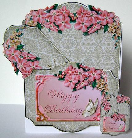 Floral Fancy Pink Bookmark Pocket Card Topper by Margaret McCartney