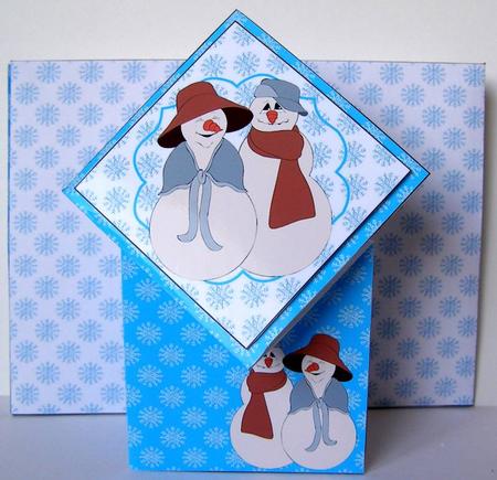 Stubby Diamond Top Card - Snow Couple 1 by Margaret McCartney
