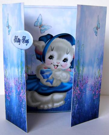 Kitty Book Gate Fold Card by Margaret McCartney