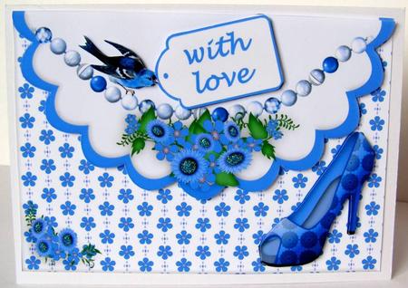 Blue Flowers Faux Envelope Card by Margaret McCartney