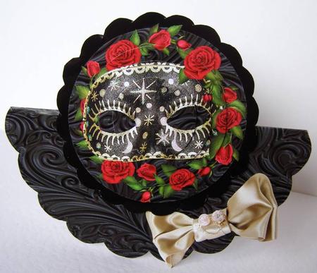 Rose's N Mask Over the Edge Rocker Card by Margaret McCartney