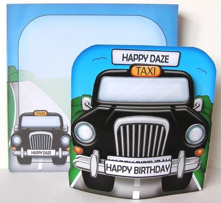 3D Black Taxi Transport Pop Out Card Kit by Margaret McCartney