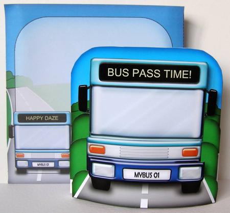 3D Single Decker Bus Transport Pop Out Card Kit by Margaret McCartney
