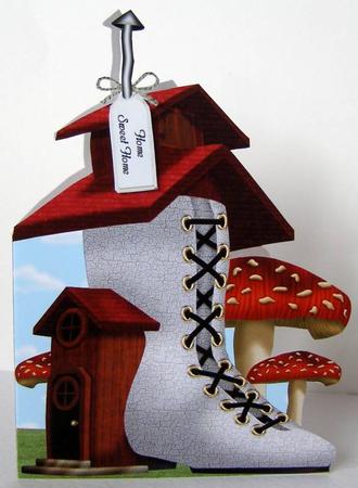 Fairy Boot New Home Shaped Card by Margaret McCartney