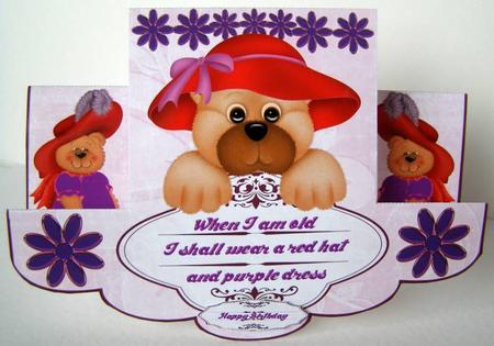 Red Hat Bear Scallop Edge Stepper Card by Margaret McCartney