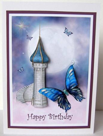 Butterfly Blue Fantasy Castle by Margaret McCartney