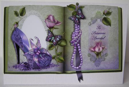 Lilac Shoe Book Style Topper or Card Front by Margaret McCartney