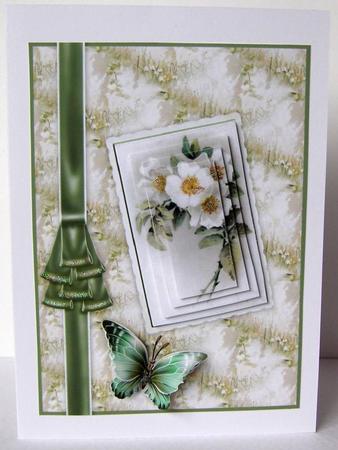 Vintage White Roses Postcard Pyramid Card by Margaret McCartney
