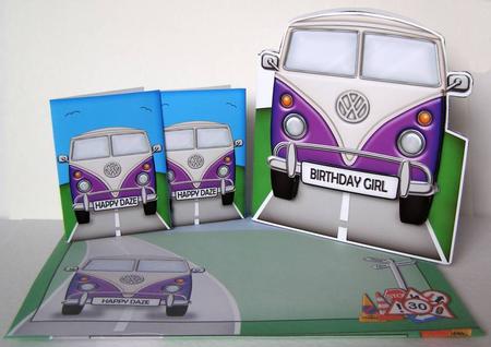 3D Camper Van Shaped Card with Decoupage by Margaret McCartney