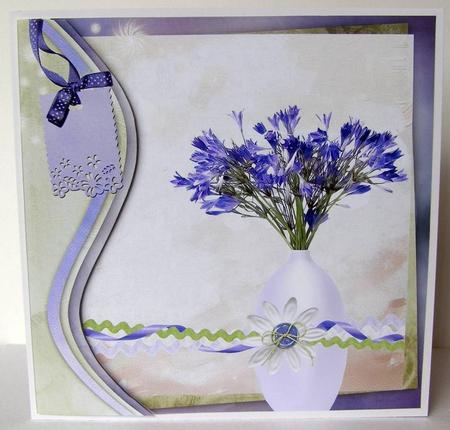 Bluebell & Ribbons Dual Option Swirl Border 8x8inch by Margaret McCartney
